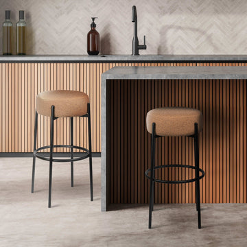 Paola Modern Metal/Bouclé Cushioned Counter & Bar Stool